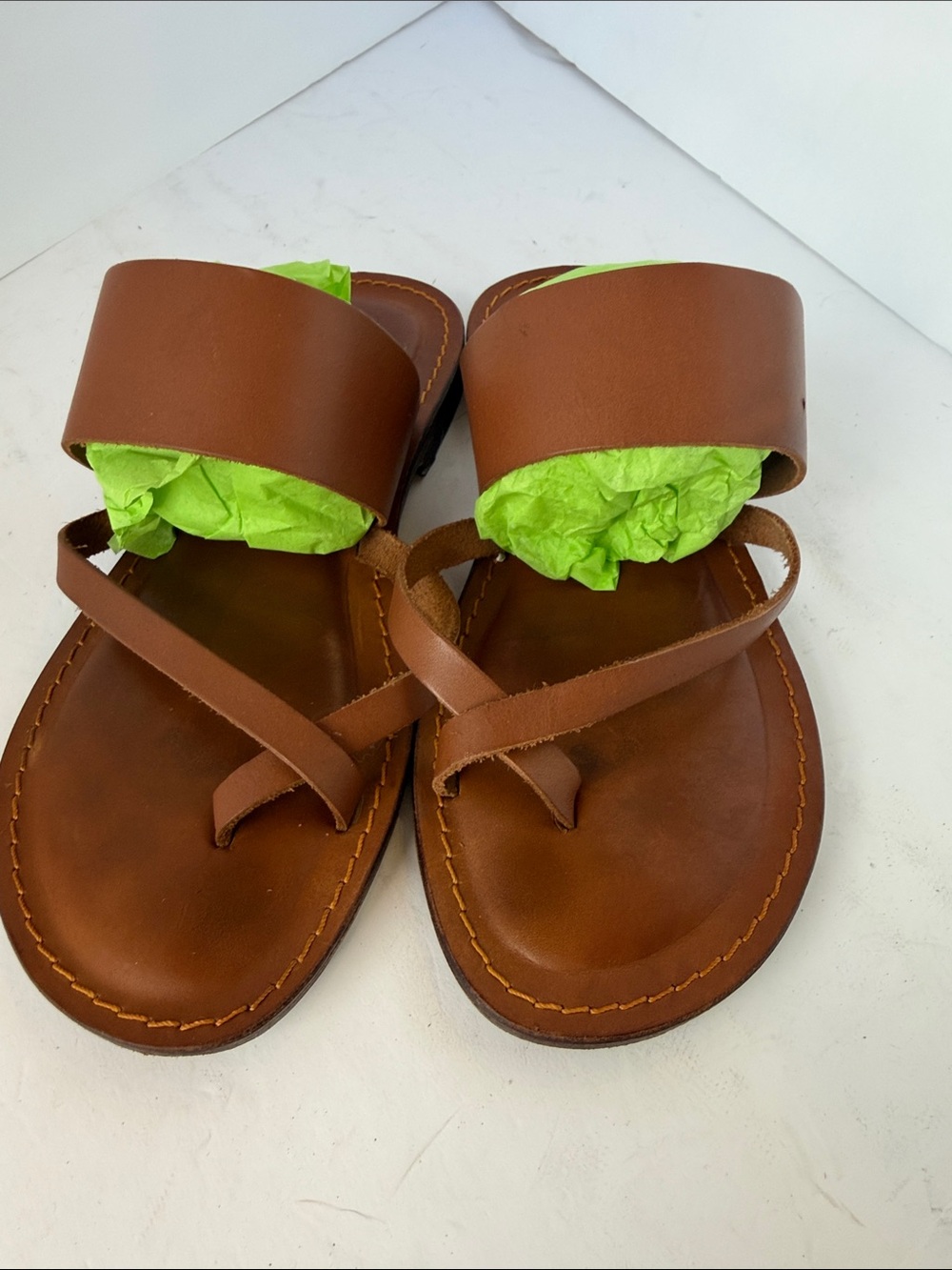 Italian made by Mastro Poitano Thong Leather Sandal Size 40